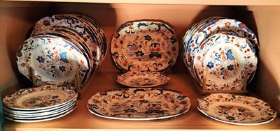 Lot 91 - A late Victorian ironstone style part dinner service.