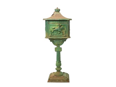 Lot 120 - A French green painted freecastanding cast iron letter box.