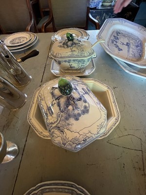 Lot 93 - A Royal Doulton blue and white 'Kang He' pattern part dinner service.