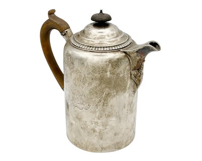 Lot 60 - An unusual George III silver cylindrical coffee pot by Thomas & Joseph Guest & Joseph Craddock.