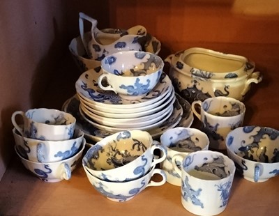 Lot 97 - A Grainger & Co Worcester blue dragon part tea and coffee set.