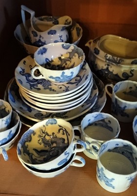 Lot 97 - A Grainger & Co Worcester blue dragon part tea and coffee set.