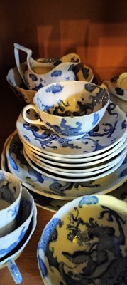 Lot 97 - A Grainger & Co Worcester blue dragon part tea and coffee set.