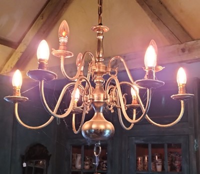 Lot 104 - A Dutch style brass electrolier.