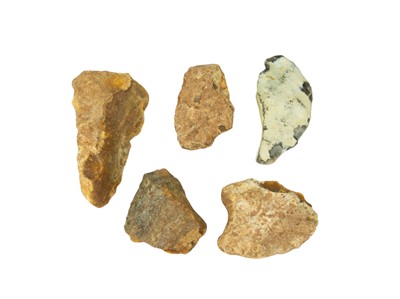 Lot 152 - A collection of five Palaeolithic flint hand tools.