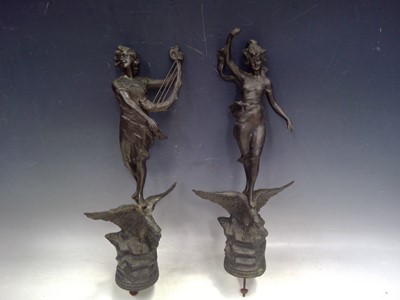 Lot 2 - A pair of French art nouveau spelter figures,...