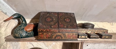 Lot 350 - Kashmiri Lacquer and a carved duck