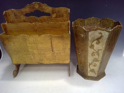 Lot 24 - A Wooden Magazine Rack and Paper Basket. The...