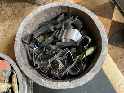 Lot 121 - Two coopered wooden planters.