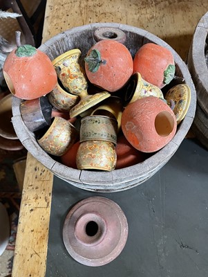Lot 121 - Two coopered wooden planters.