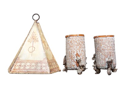 Lot 124 - A Moroccan hand painted parchment lampshade.