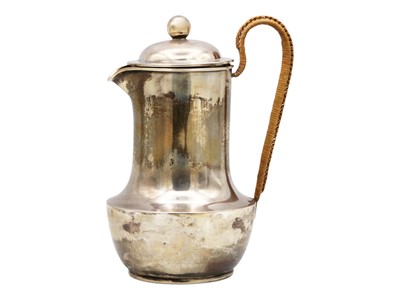 Lot 143 - A George V silver coffee pot by Cooper Brothers & Sons Ltd.