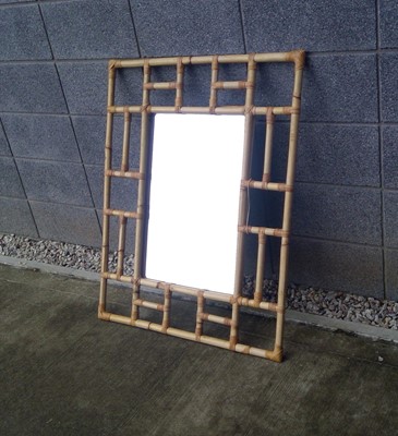 Lot 35 - A Bamboo Frame Mirror. The Frame is 102cm tall...