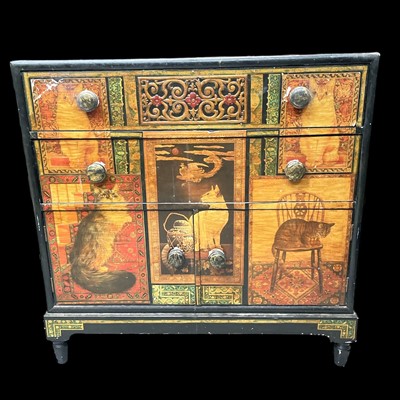 Lot 10 - A Decoupage Cabinet. The Cabinet is 76cm tall,...