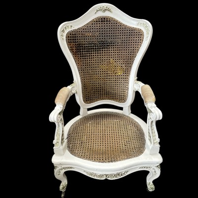 Lot 20 - A French Style, Cane Sprung Armchair in Need...