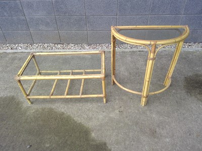 Lot 50 - A Bamboo Coffee Table and Demi Loom. The Demi...