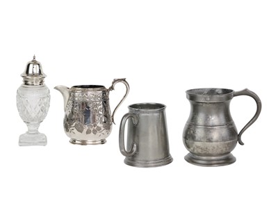 Lot 177 - A silver mounted cut glass sugar caster.