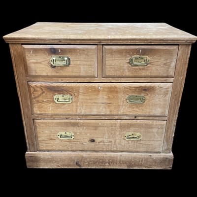 Lot 48 - A four-drawer pine chest, 82cm wide, 72cm high...
