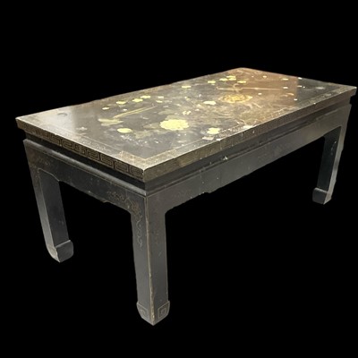 Lot 19 - A Laquered Table. The Table is 41cm tall, 92cm...
