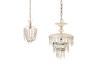 Lot 822 - A blown and cut glass hanging light pendant.