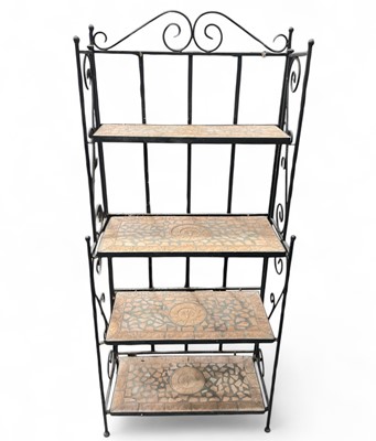 Lot 28 - A Metal and Terracotta, Folding Shelve Unit....