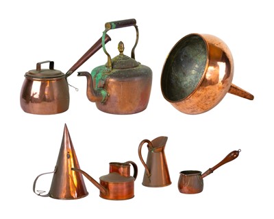 Lot 65 - A Victorian copper saucepan and cover.