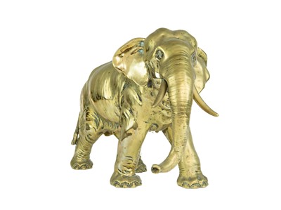 Lot 537 - A substantial and weighty brass figure of an elephant.