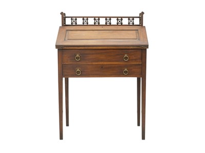 Lot 922 - An Arts and Crafts mahogany bureau, probably Liberty.