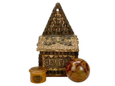 Lot 96 - A Tramp art hanging sewing box.