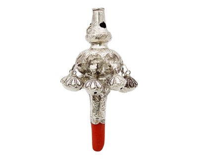 Lot 92 - An early Victorian silver baby's rattle by James Collins.