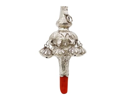 Lot 92 - An early Victorian silver baby's rattle by James Collins.