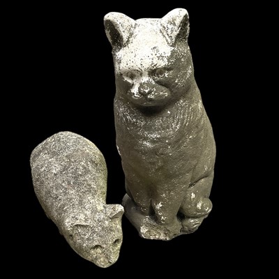 Lot 117 - Two reconstituted stone cats, the largest...