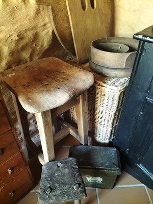 Lot 553 - Basket, stools etc