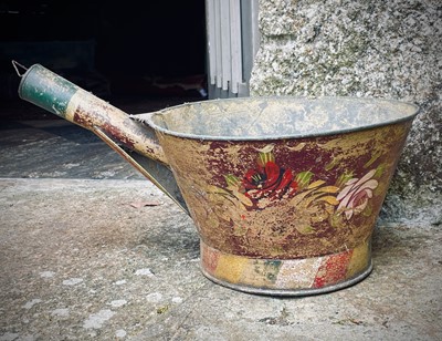 Lot 130 - A painted barge ware tin hand bowl.