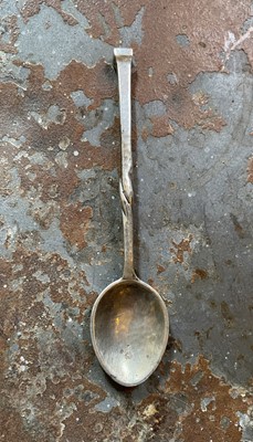 Lot 132 - Omar Ramsden, an Arts and Crafts silver preserve spoon.