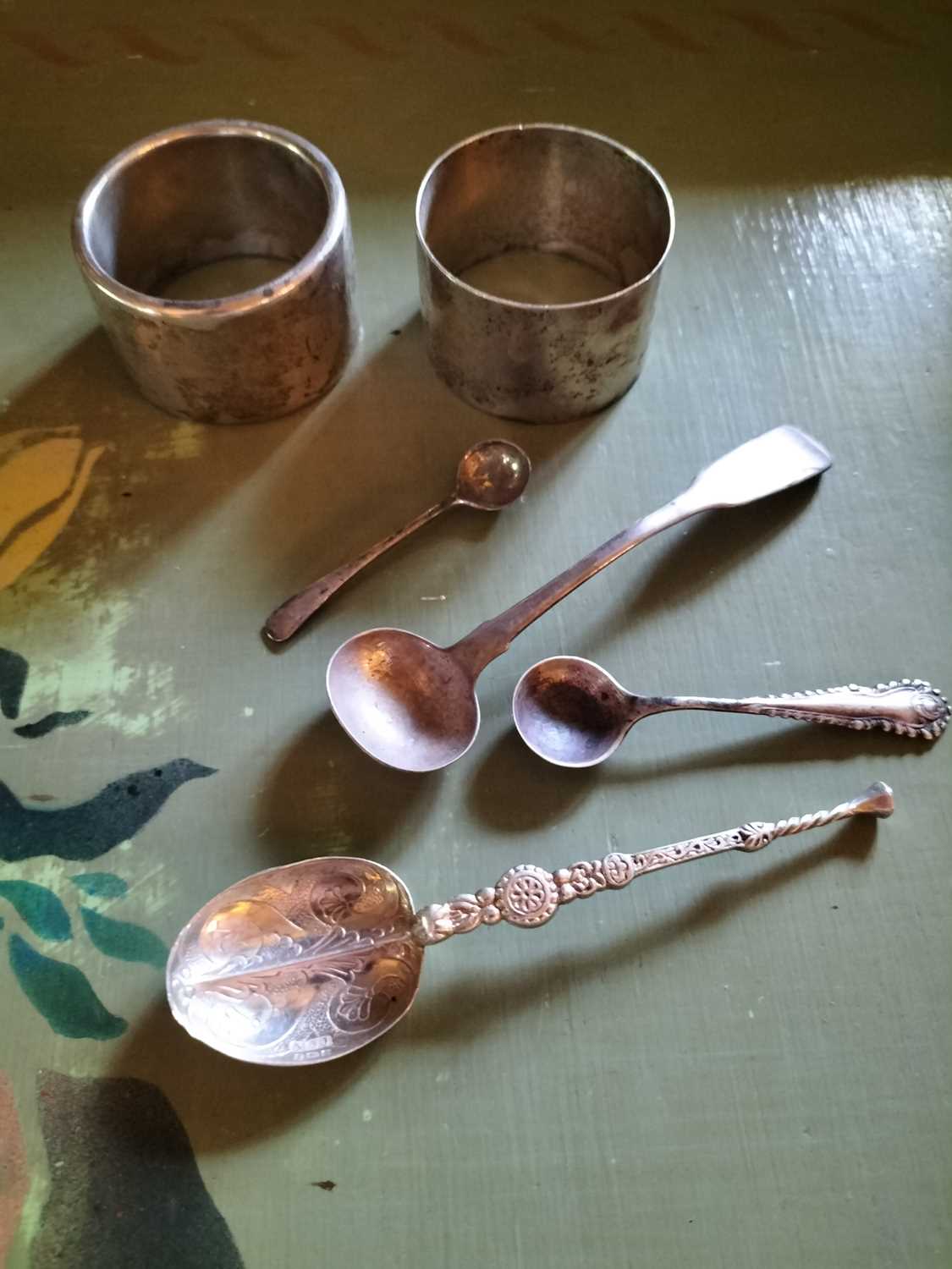 Lot 135 - Two cylindrical silver napkin rings.