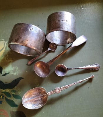 Lot 135 - Two cylindrical silver napkin rings.