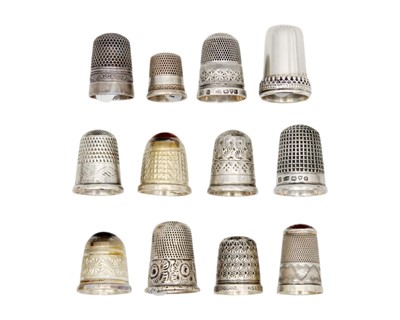 Lot 168 - A collection of twelve silver hallmarked thimbles.