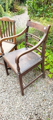 Lot 610 - Painted students desk and chairs