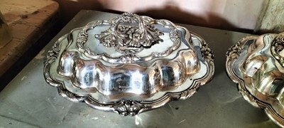 Lot 144 - A set of four Old Sheffield plate entree dishes and covers.