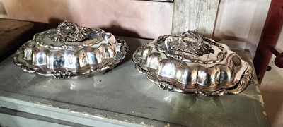 Lot 144 - A set of four Old Sheffield plate entree dishes and covers.