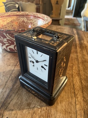 Lot 402 - French marquetry campaign clock