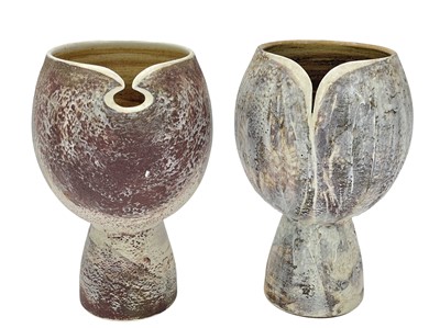 Lot 735 - Two studio pottery footed goblets.