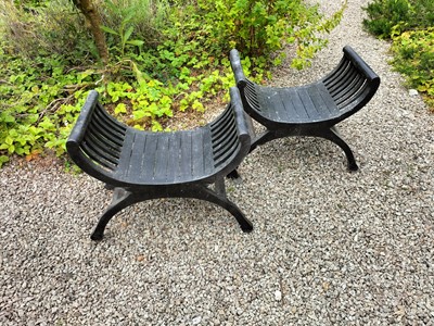 Lot 582 - X frame Garden stools