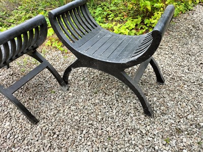 Lot 582 - X frame Garden stools