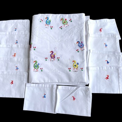 Lot 57 - A linen tablecloth approx 220 x 280cm and...