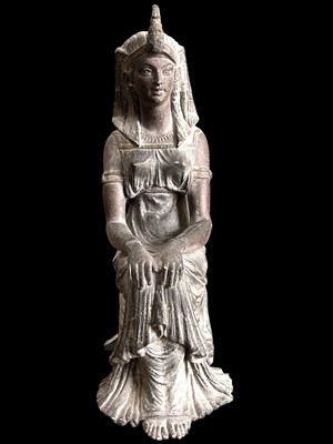 Lot 185 - A bronzed cast spelter Egyptian figurine, 30cm...