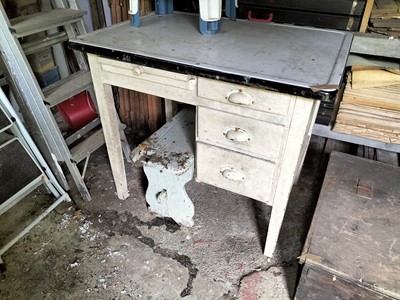 Lot 653 - Enamel top desk