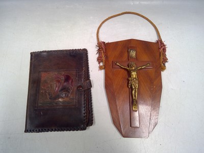 Lot 178 - A Brass and Wood Mid-century Crucifixion...