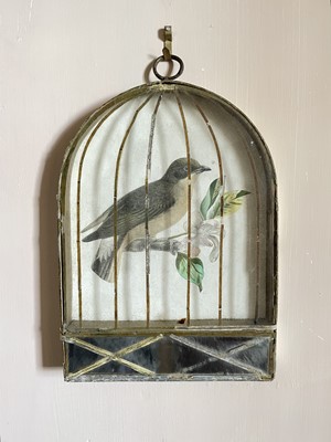 Lot A Victorian Lithograph within Birdcage Frame